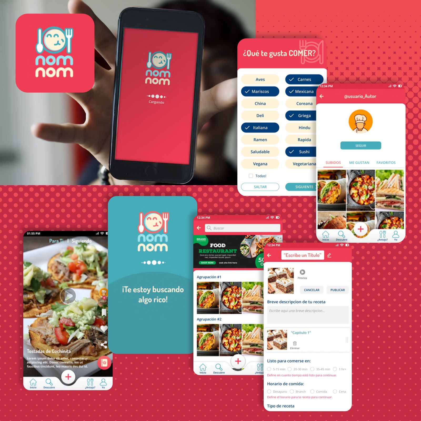NomNom app UI/UX design